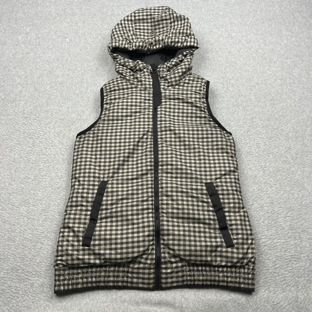 Lululemon Chilly Chill Puffy Vest Womens 6 Black Goose Down Reversible W4D68S